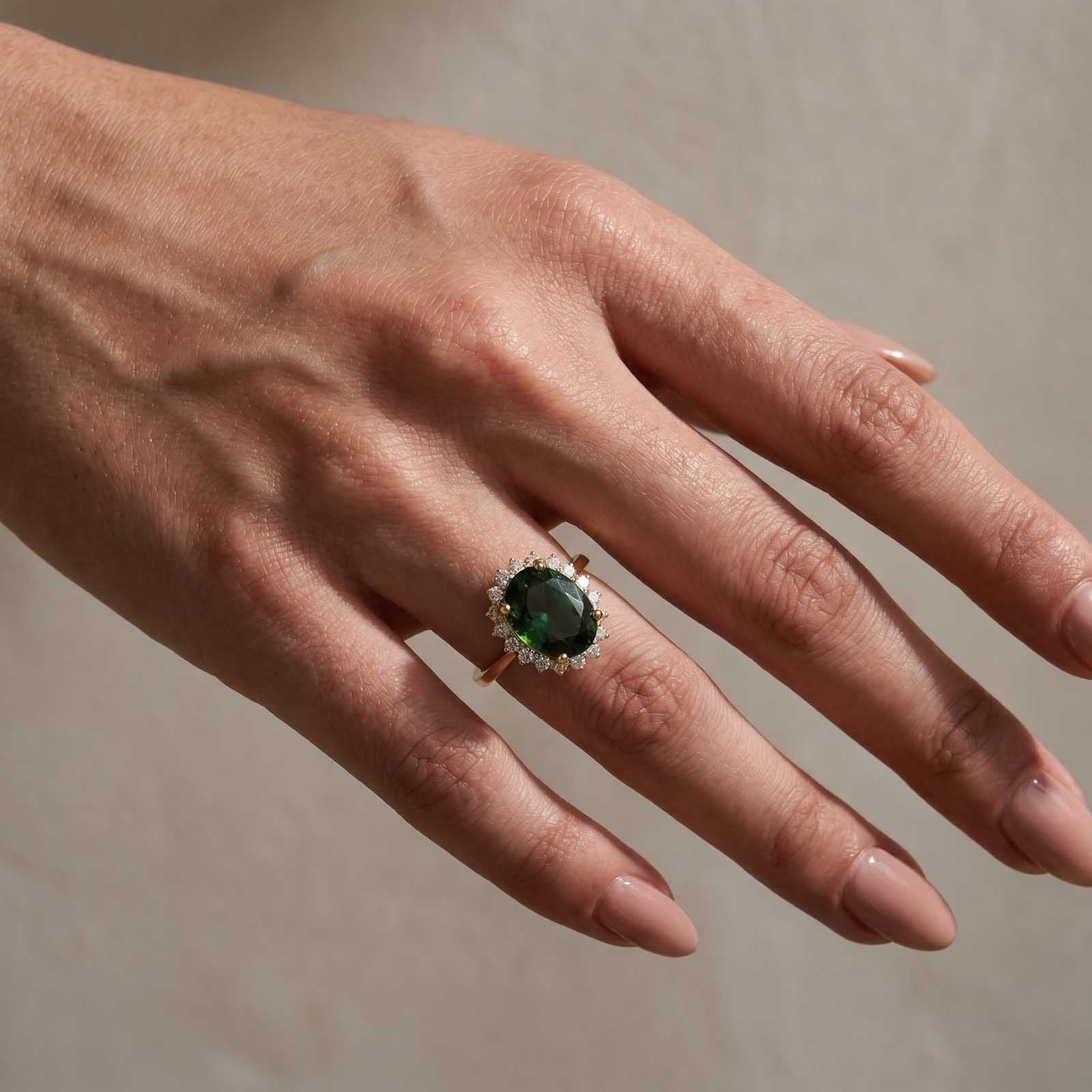 4.5 Carat Halo Oval Cut Blue/Red/Green Sapphire Engagement Ring In Sterling Silver