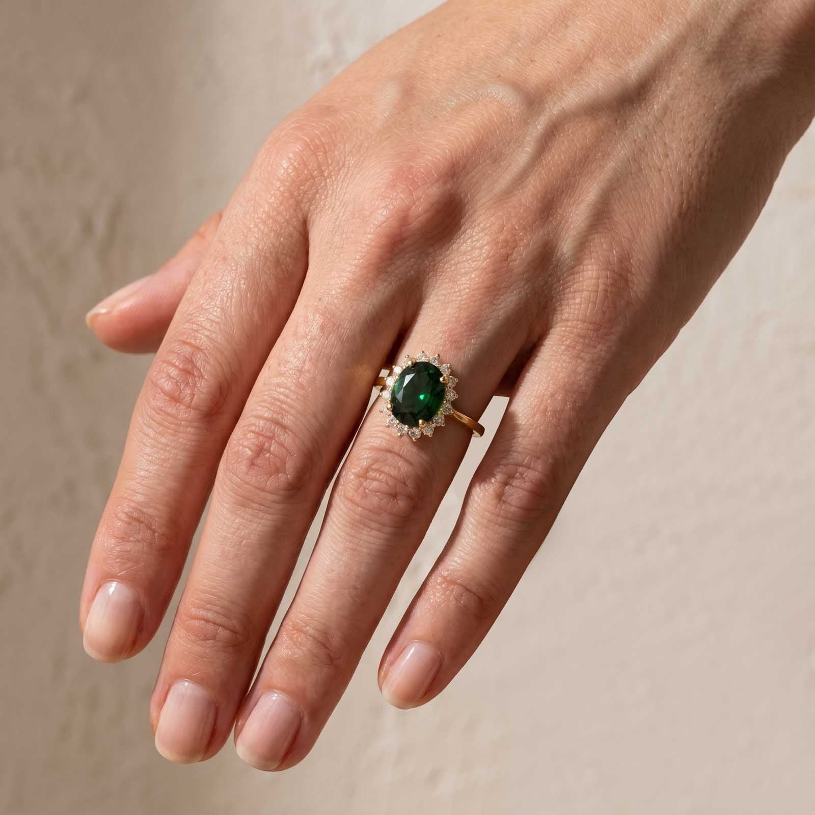 4.5 Carat Halo Oval Cut Blue/Red/Green Sapphire Engagement Ring In Sterling Silver