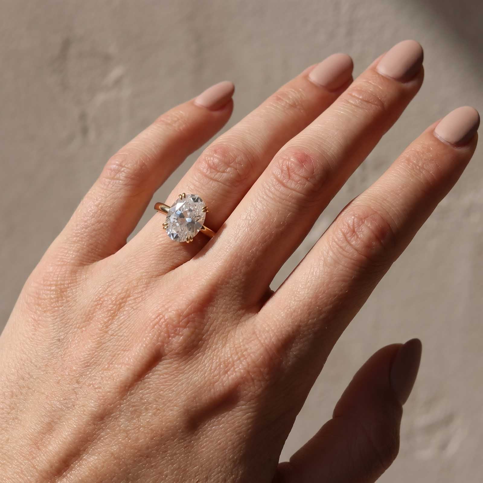 S925 3.0Ct Oval Cut Moissanite Solitaire Ring 18K Gold Plated 925 Silver Promise Ring For Women