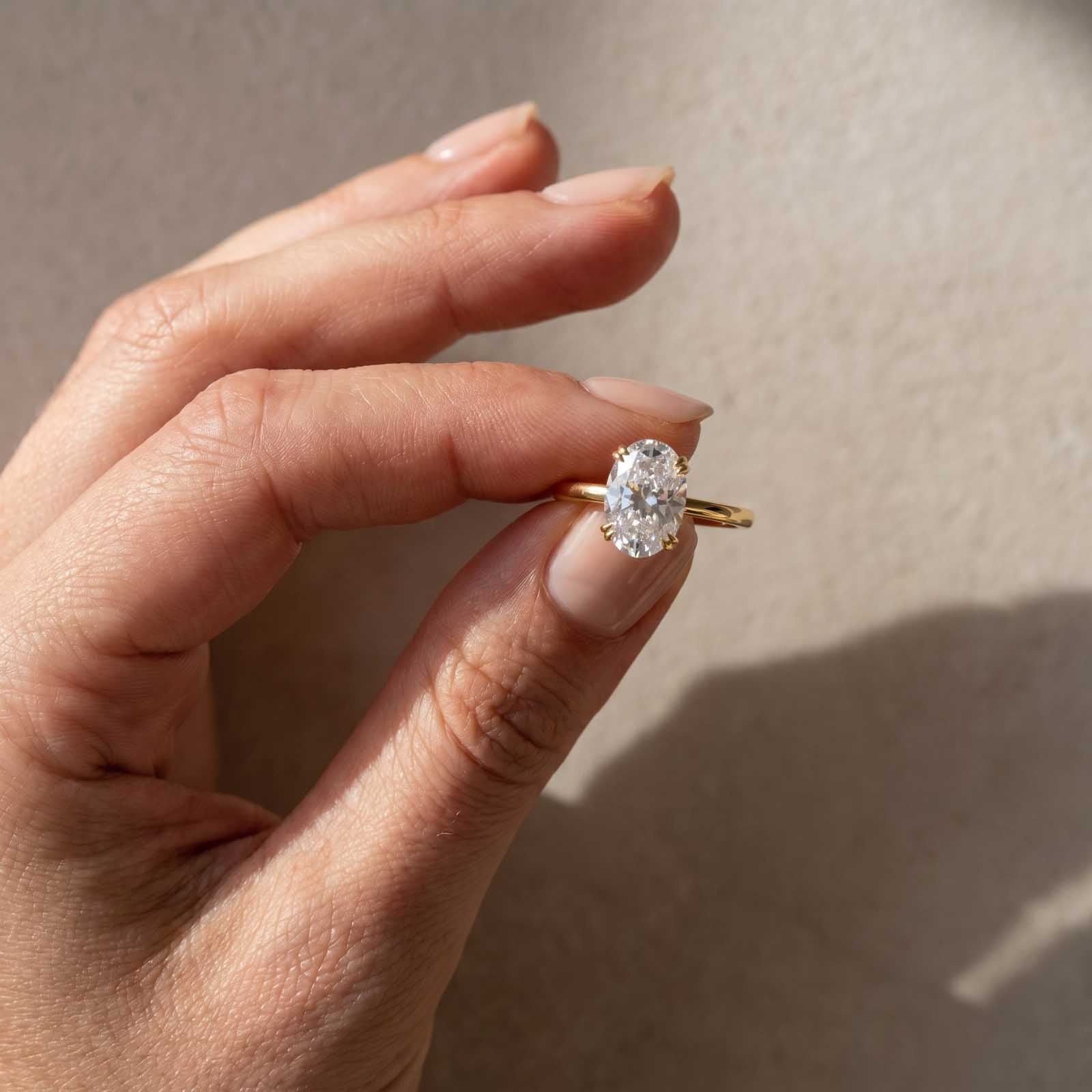 S925 3.0Ct Oval Cut Moissanite Solitaire Ring 18K Gold Plated 925 Silver Promise Ring For Women