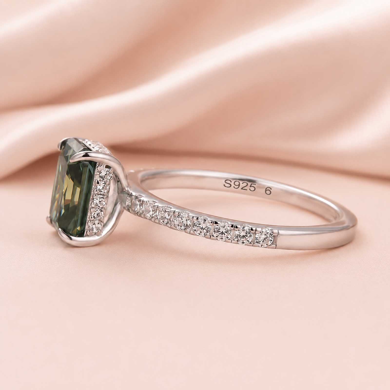 S925 Moissanite 2.0Ct Radiant Cut Nature-Inspired Travel Ring Everyday Wearable Ring
