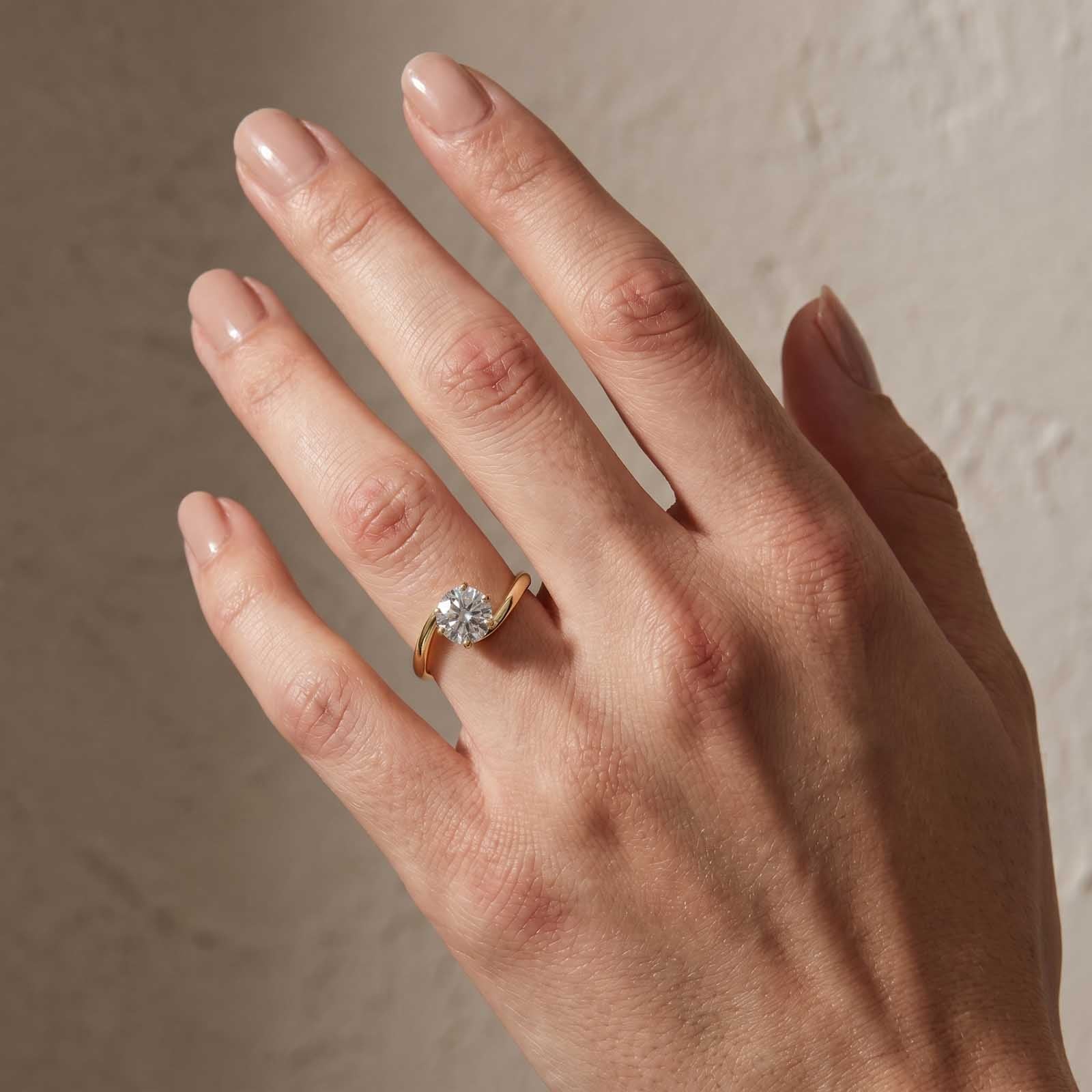 S925 Moissanite 1.2Ct Round Cut Solitaire Engagement Ring In 18K Yellow Gold-Plated Sterling Silver