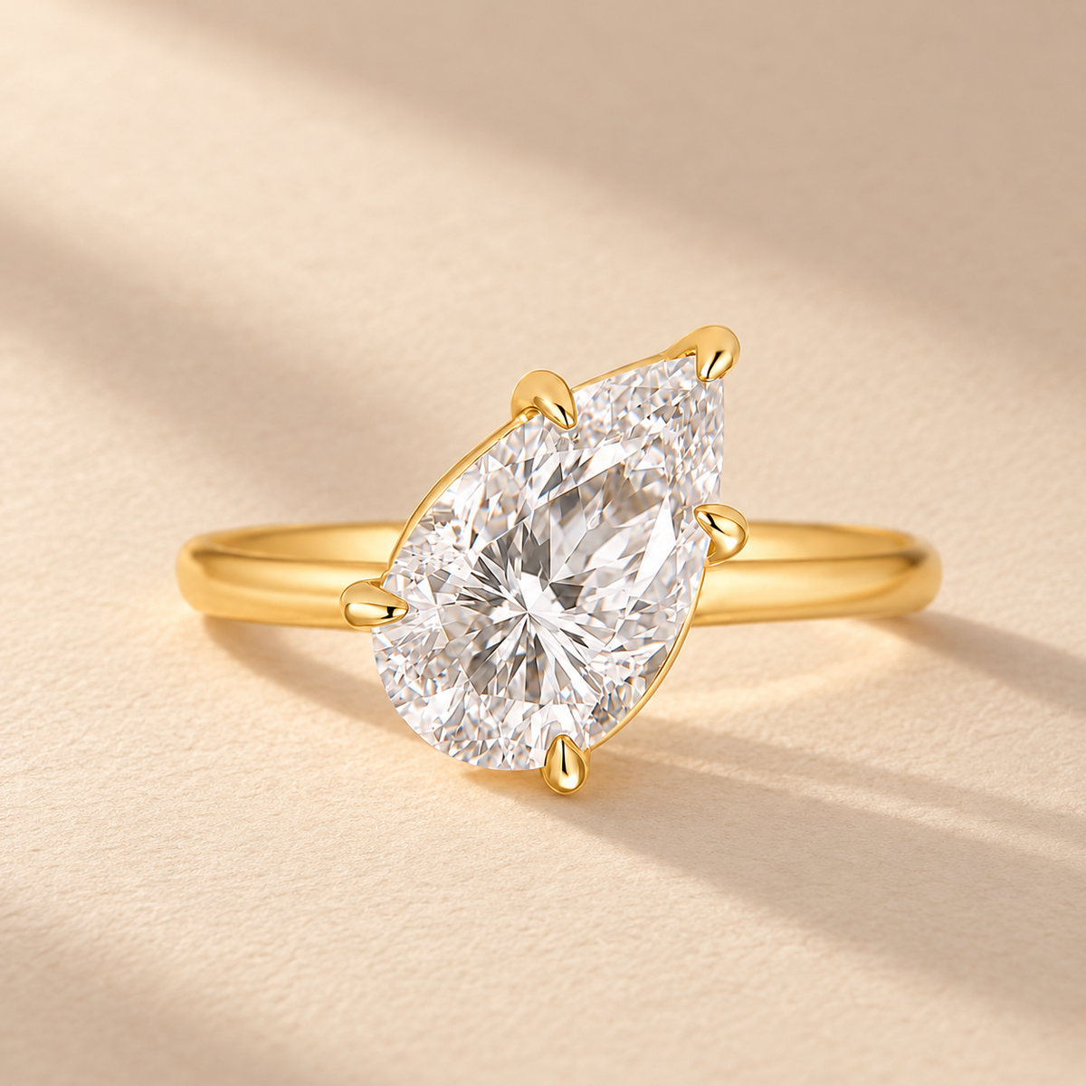 Moissanite 2.8Ct Pear Cut Solitaire Six‑Prong Travel Ring In Sterling Silver