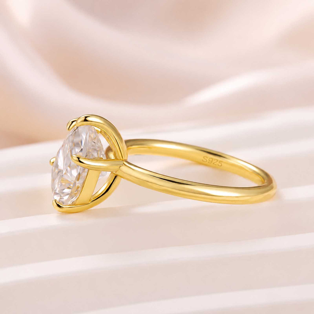 Moissanite 2.8Ct Pear Cut Solitaire Six‑Prong Travel Ring In Sterling Silver