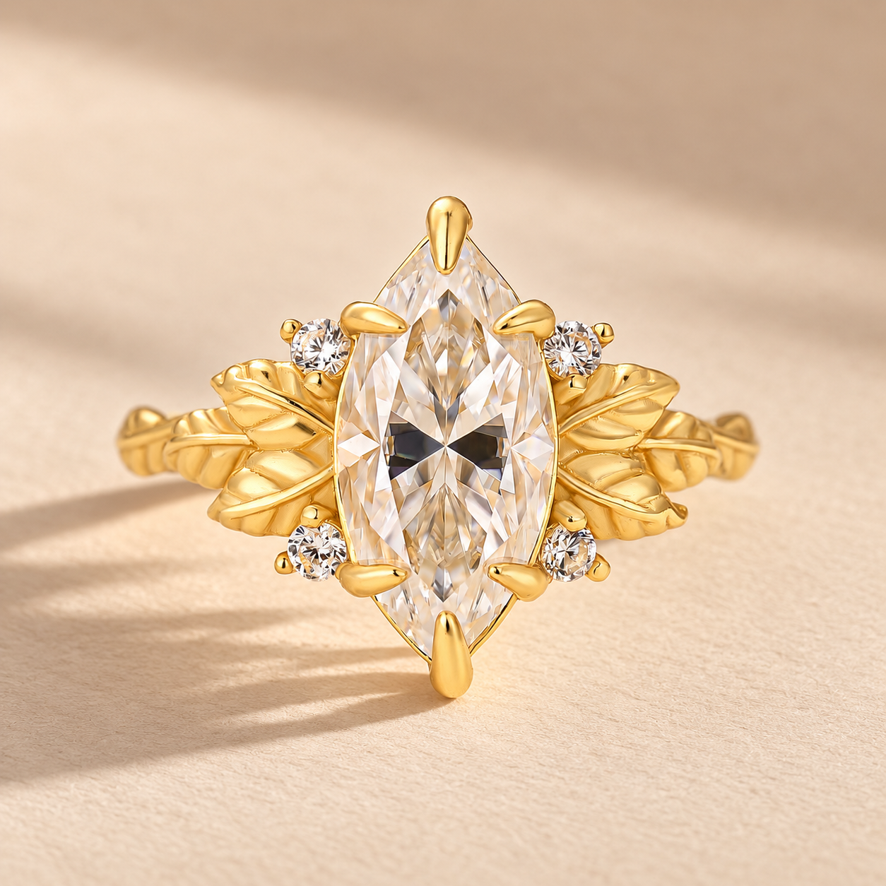 S925 Vintage 4.0Ct Marquise Cut Nature-Inspired Leaf Ring For Women