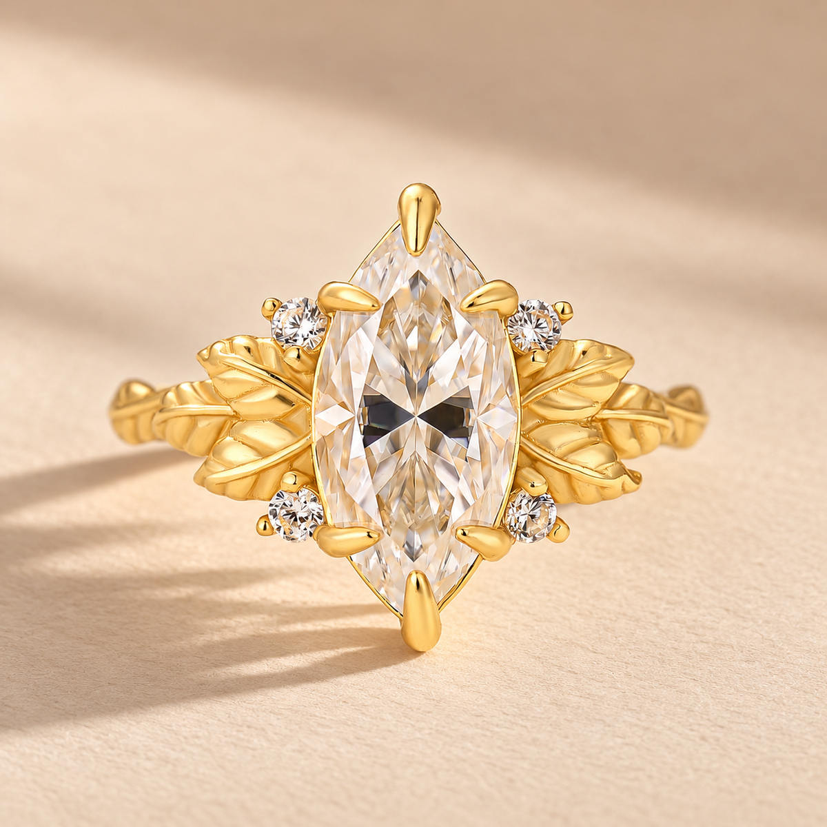 S925 Vintage 4.0Ct Marquise Cut Nature-Inspired Leaf Ring For Women