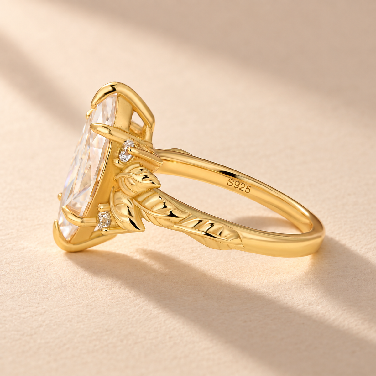 S925 Vintage 4.0Ct Marquise Cut Nature-Inspired Leaf Ring For Women