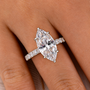 4.0Ct Marquise Cut Hidden Halo Pavé Engagement Ring In Sterling Silver