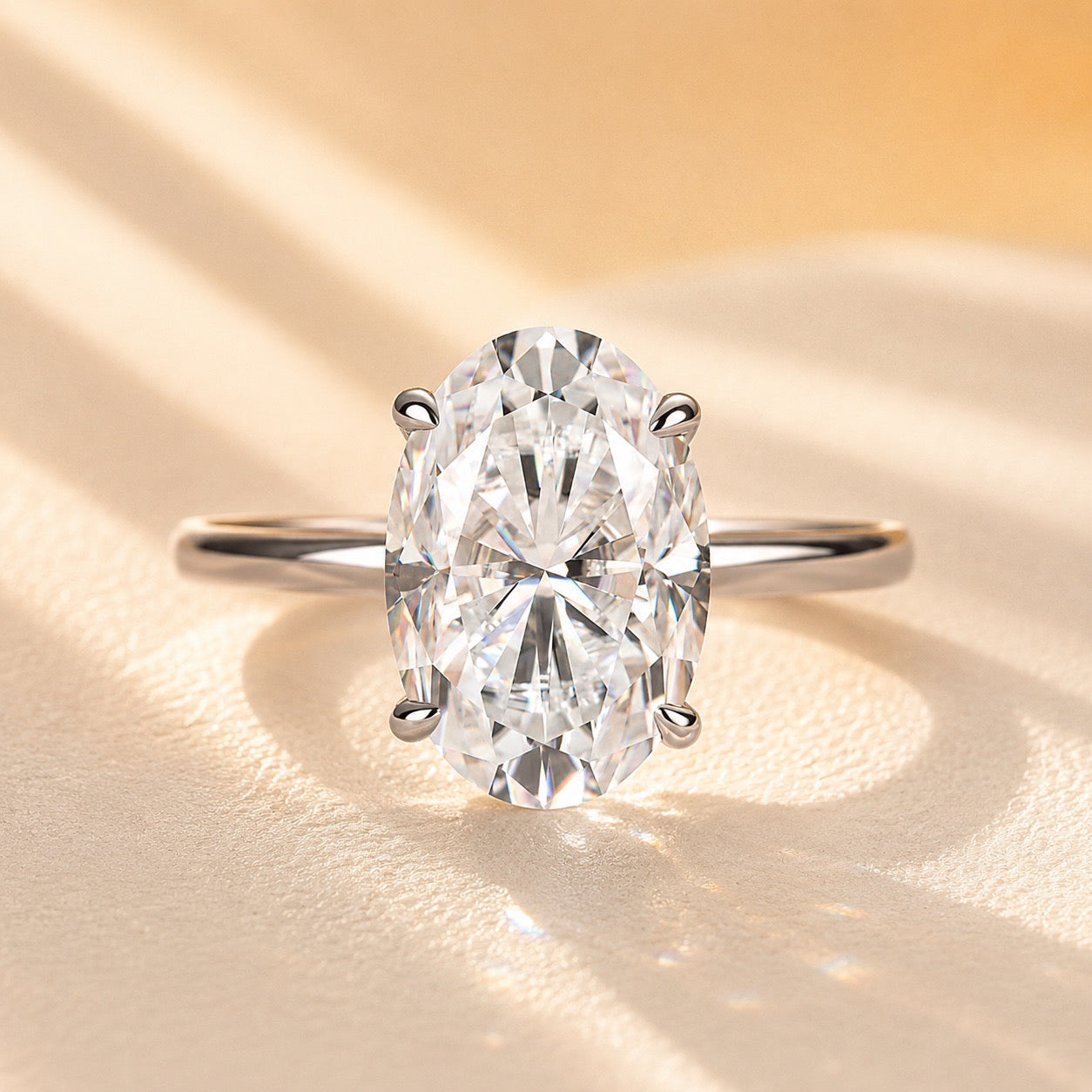 S925 Moissanite 2.0~5.5 Carat Oval Cut Hidden Halo Engagement Ring For Everyday Wear
