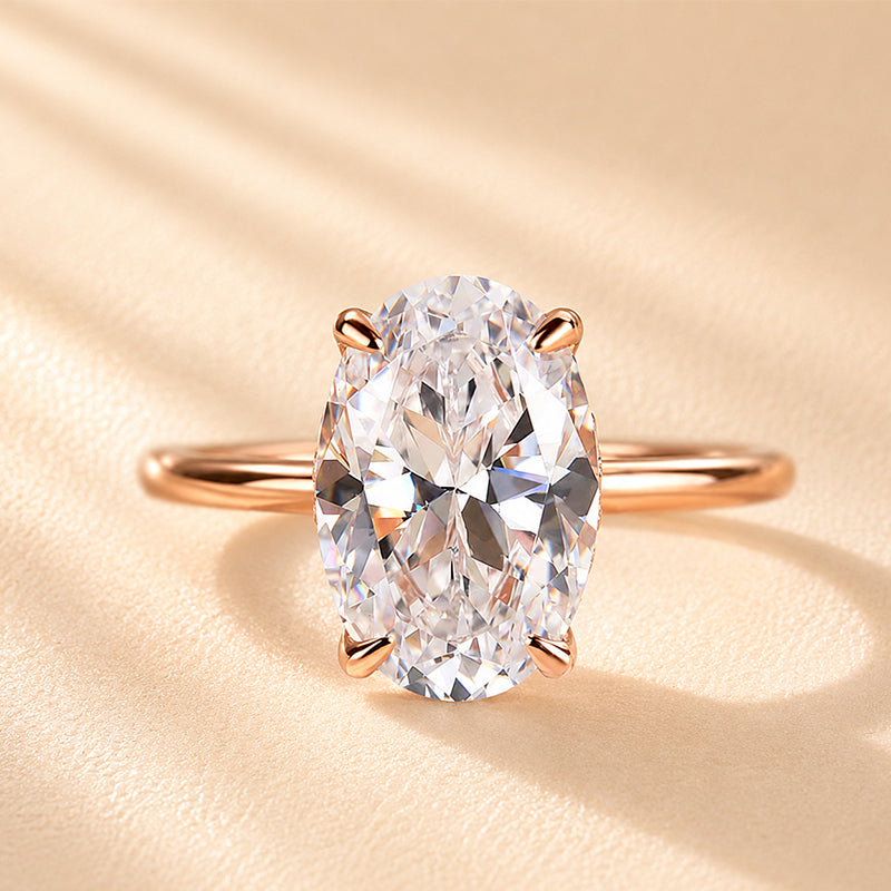 S925 3.5 Carat Oval Cut Solitaire Engagement Ring In Sterling Silver Daily Wearable Ring