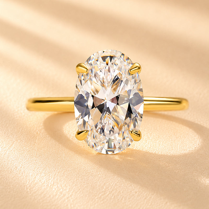 S925 3.5 Carat Oval Cut Solitaire Engagement Ring In Sterling Silver Daily Wearable Ring
