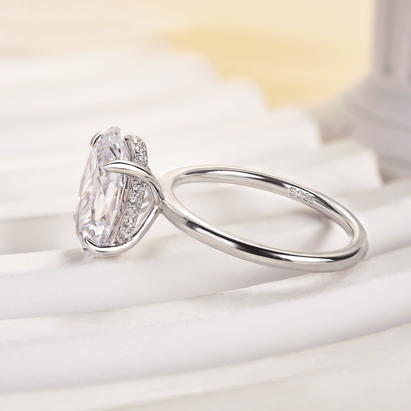 Louily Yellow Gold 3.5 Carat Oval Cut Solitaire Engagement Ring In Sterling Silver - louilyjewelry