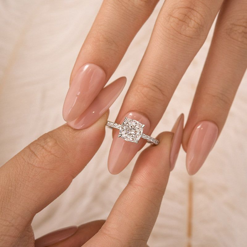 Louily 1.5 Carat Cushion Cut White Sapphire Women's Engagement Ring