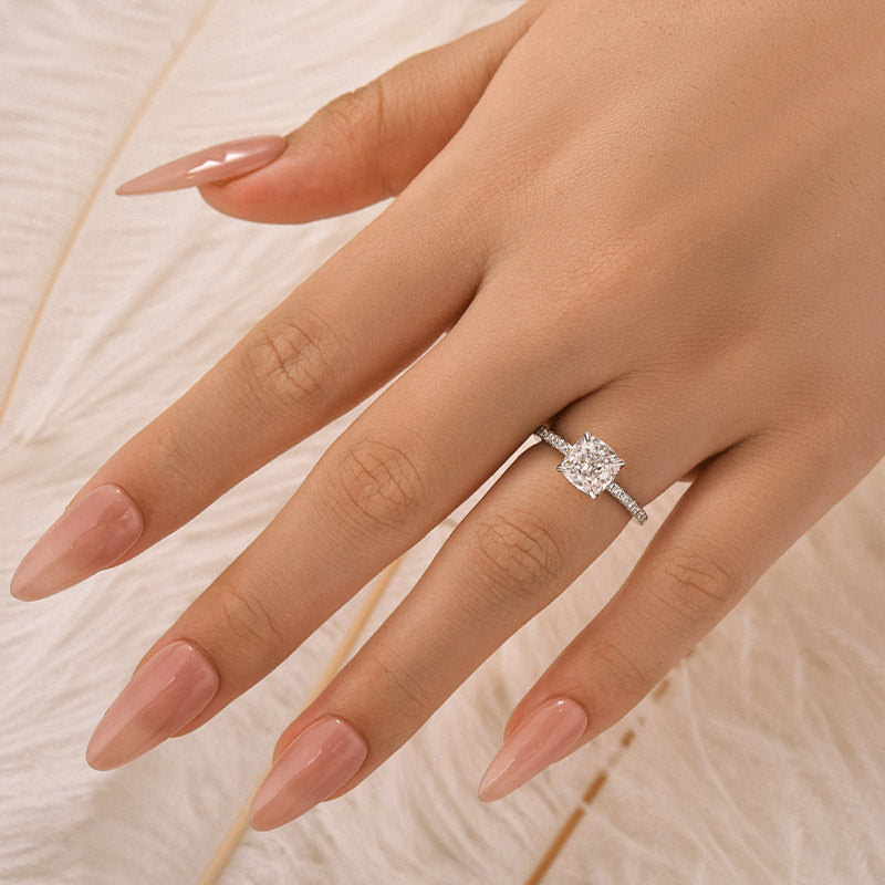 Louily 1.5 Carat Cushion Cut White Sapphire Women's Engagement Ring