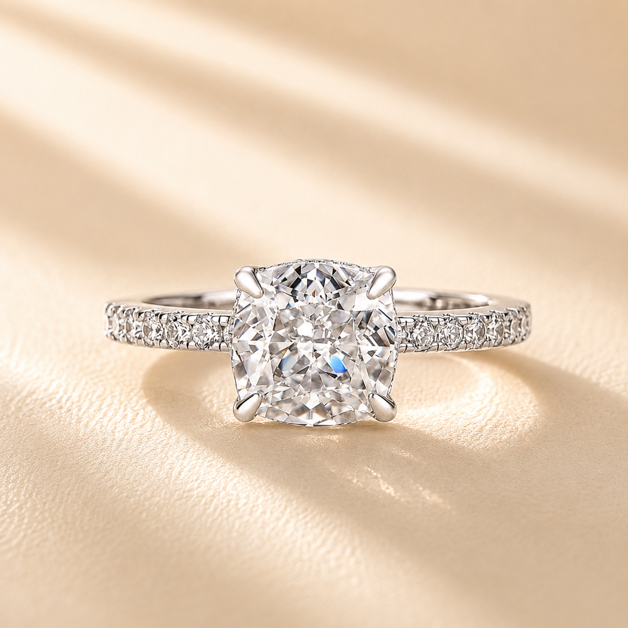 Louily 2~2.5 Carat Cushion Cut White Sapphire Women's Engagement Ring