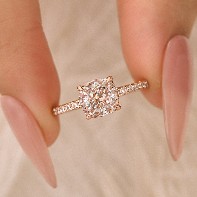 Louily 1.5 Carat Cushion Cut White Sapphire Women's Engagement Ring