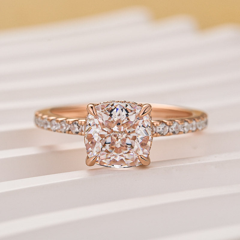 Louily 1.5 Carat Cushion Cut White Sapphire Women's Engagement Ring