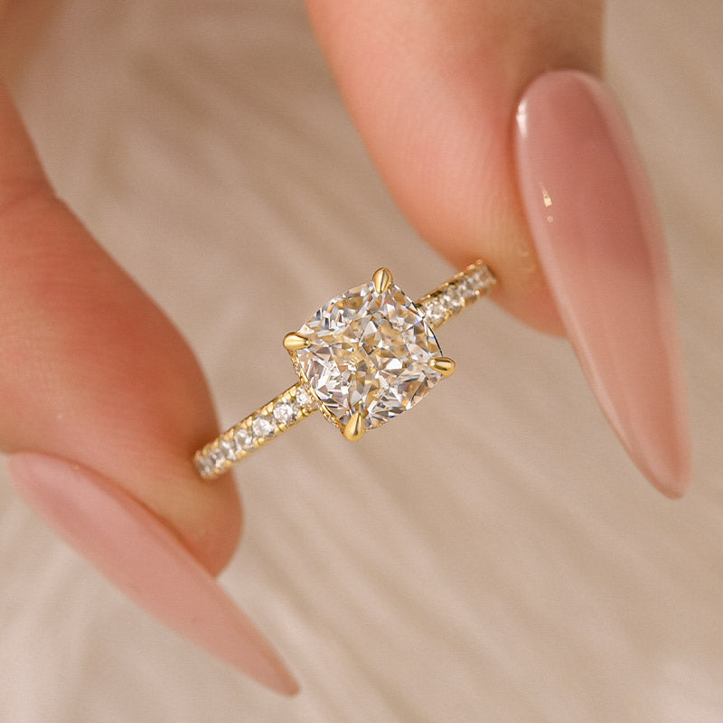 Louily 1.5 Carat Cushion Cut White Sapphire Women's Engagement Ring