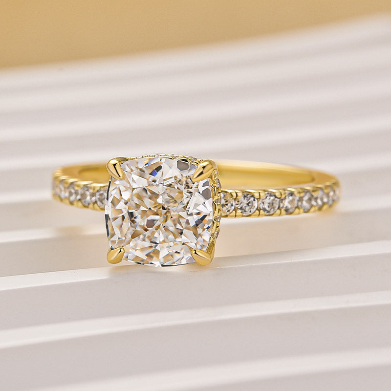 Louily 1.5 Carat Cushion Cut White Sapphire Women's Engagement Ring