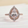 Louily Exquisite 2.2 Carat Halo Pear Cut Rose Gold Engagement Ring In Sterling Silver - louilyjewelry