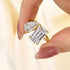 Louily Unique Double Stones Design Emerald Cut & Pear Cut Engagement Ring In Sterling Silver - louilyjewelry