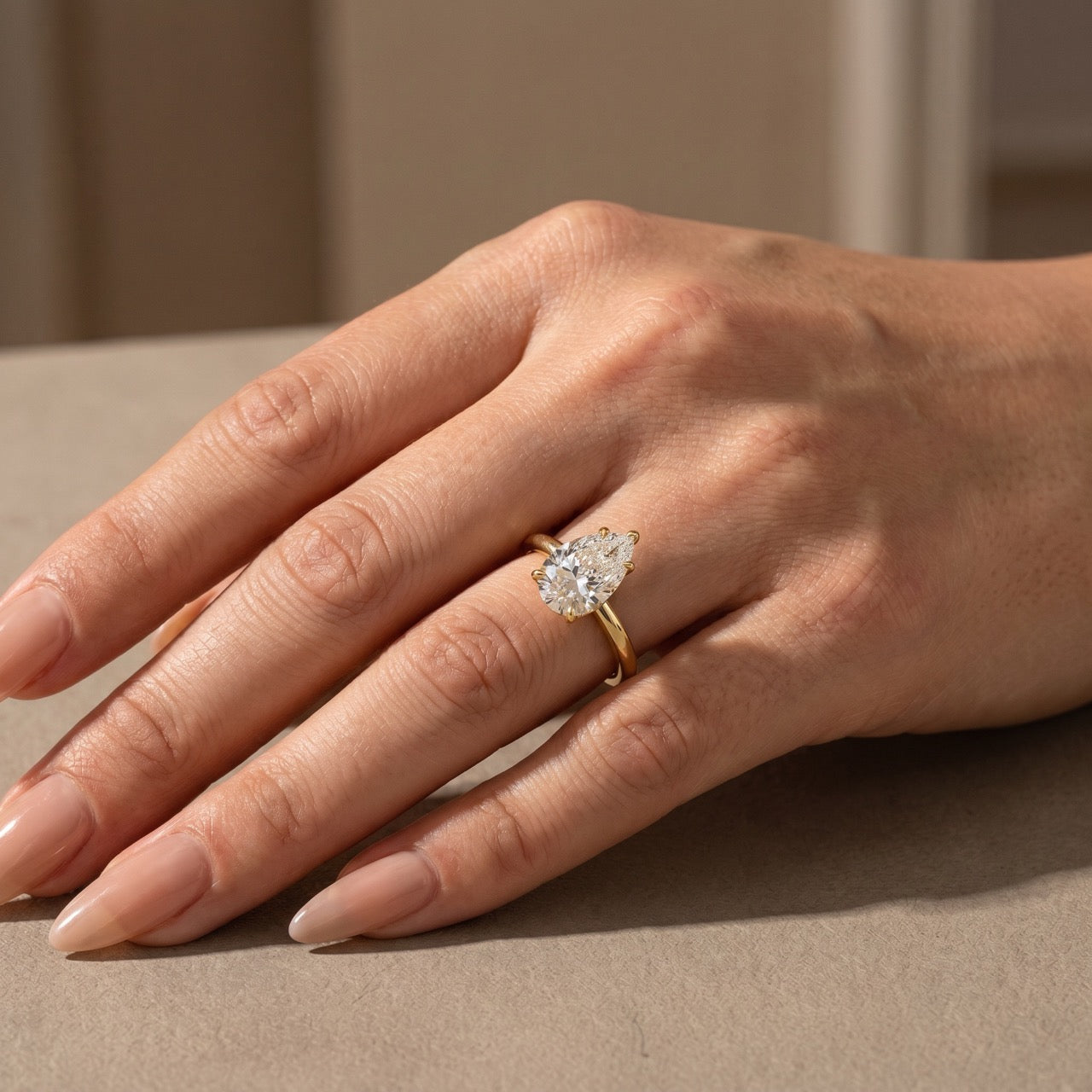 Louily Classic 2.5~4.0 Carat Pear Cut Engagement Ring In Sterling Silver