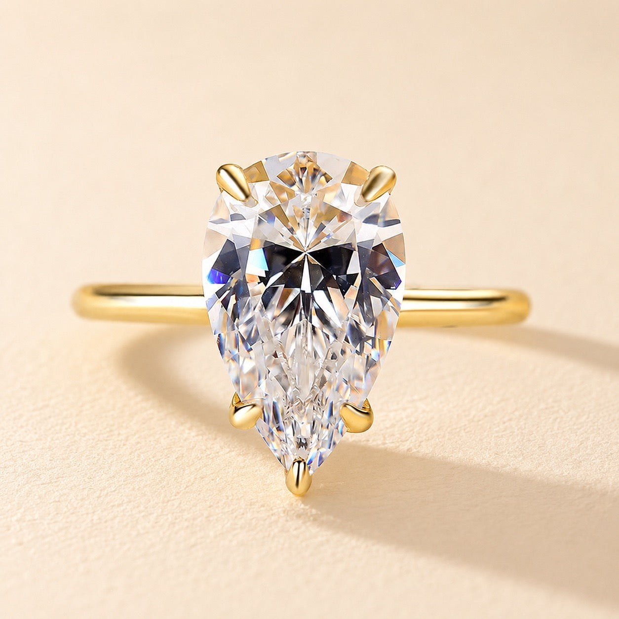 S925 Classic 2.5~4.5 Carat Pear Cut Engagement Ring In Sterling Silver Everyday Wearable Ring
