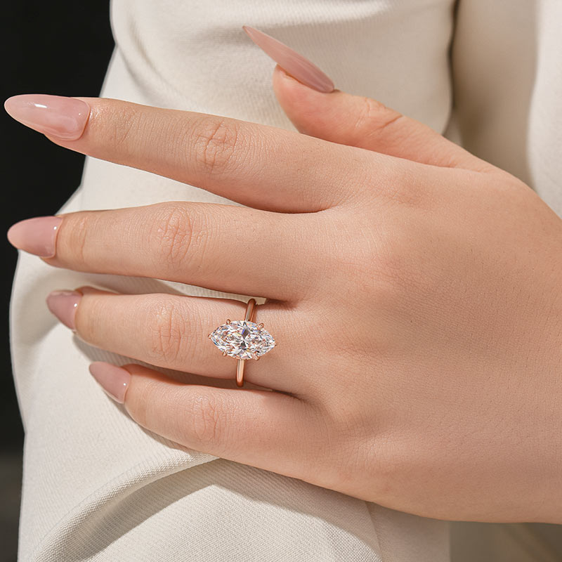 Louily Fashion Marquise Cut Women's Engagement Ring In Sterling Silver - louilyjewelry