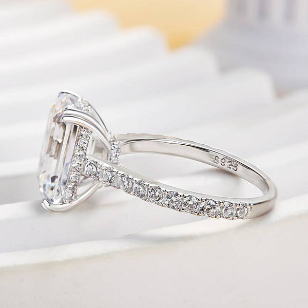 Louily Moissanite Emerald Cut Engagement Ring For Women