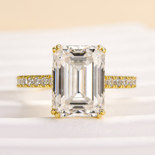 Louily Moissanite Emerald Cut Engagement Ring For Women