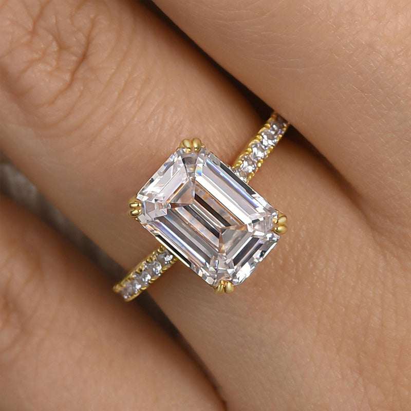 Louily Elegant Emerald Cut Engagement Ring In Sterling Silver - louilyjewelry