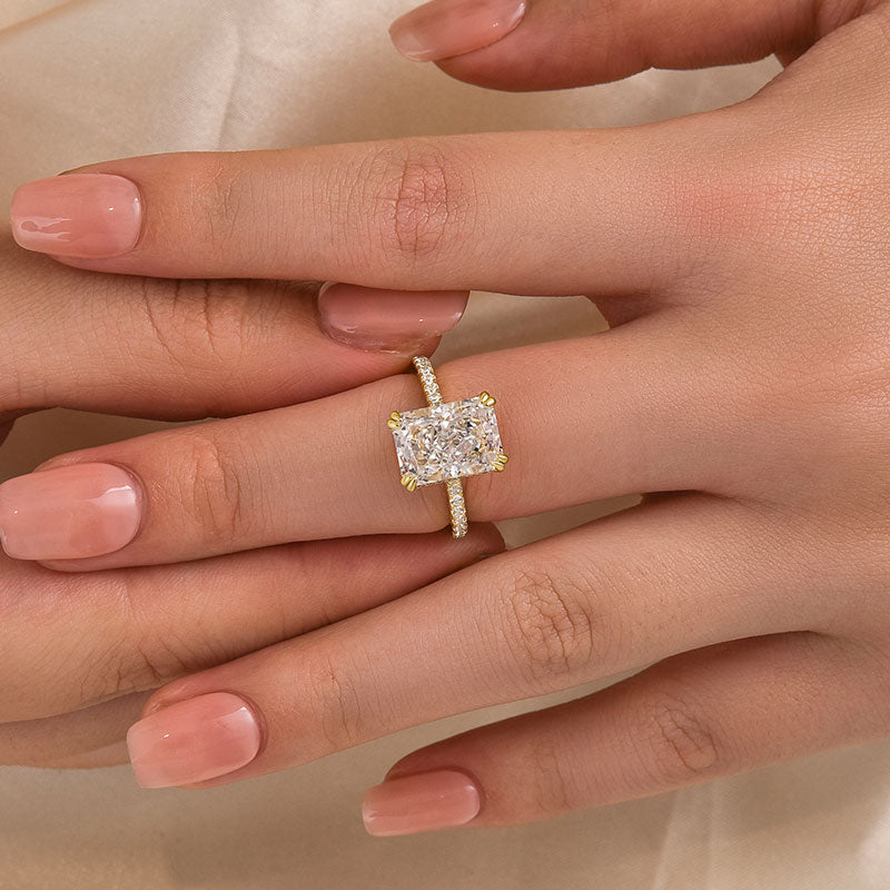 Louily Elegant 4.5Ct Radiant Cut Engagement Ring Promise Ring For Her - louilyjewelry