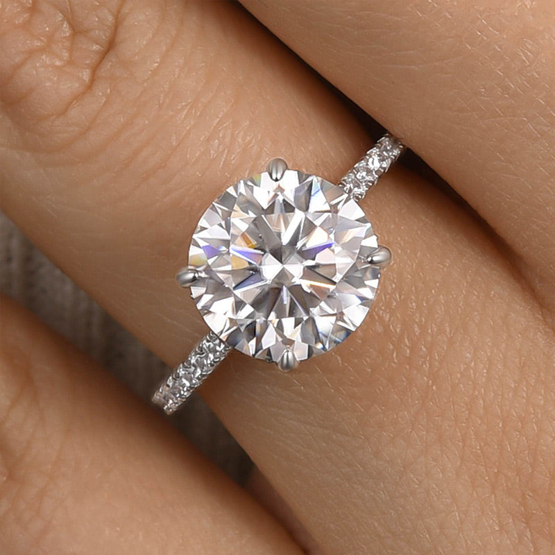 Louily Classic Moissanite 4.0 Carat Round Cut Engagement Ring - louilyjewelry