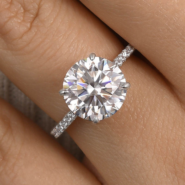 Louily Classic Moissanite 4.0 Carat Round Cut Engagement Ring
