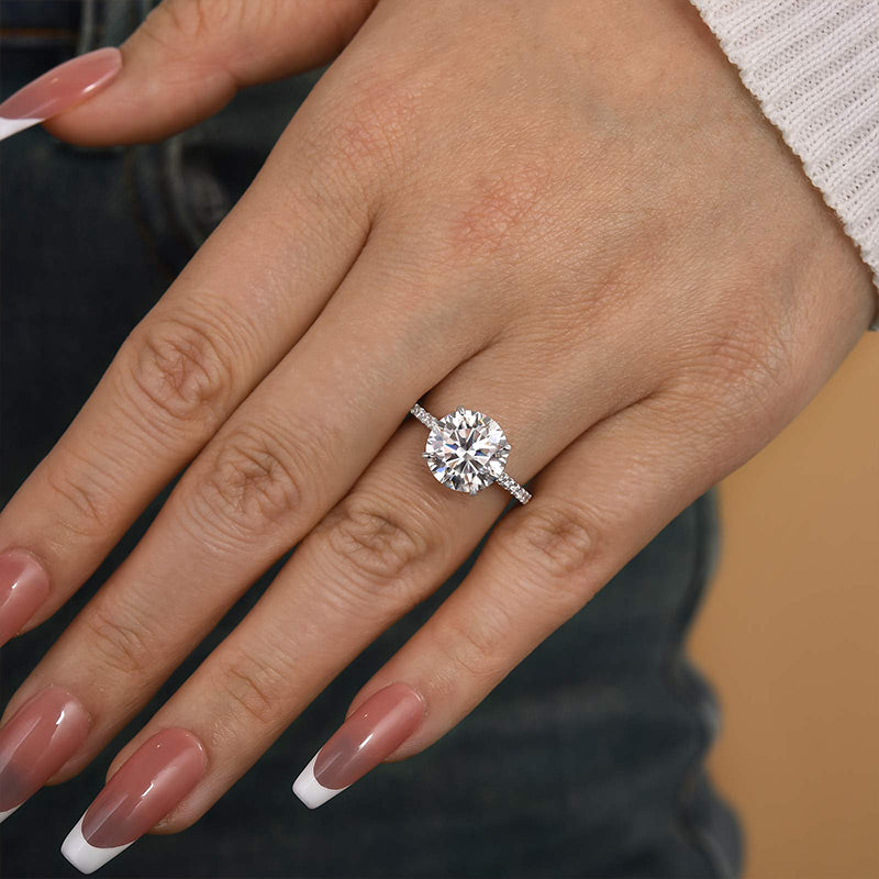 Louily Classic Moissanite 4.0 Carat Round Cut Engagement Ring - louilyjewelry