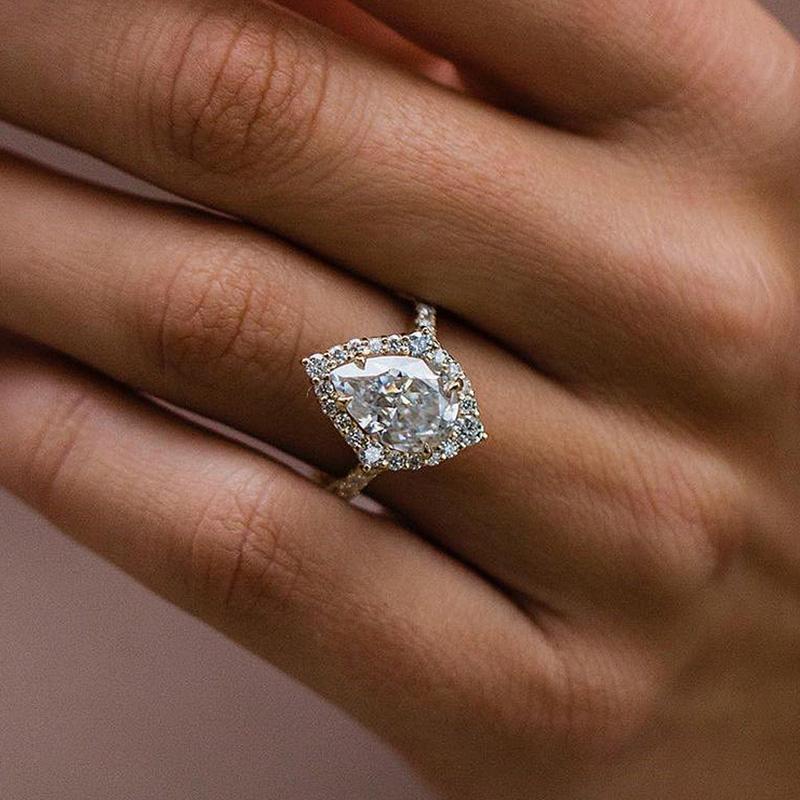 Louily Exquisite 2.2 Carat Halo Pear Cut Rose Gold Engagement Ring In Sterling Silver - louilyjewelry