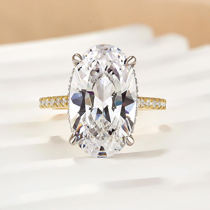 Louily Luxurious Yellow Gold 8.0Ct Oval Cut Engagement Ring In Sterling Silver - louilyjewelry