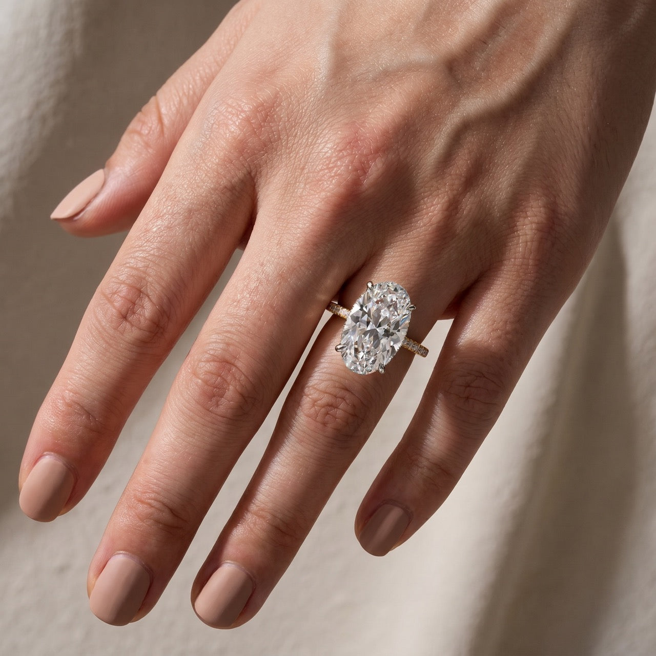 Louily Luxurious Two Tone 8.0Ct Oval Cut Engagement Ring In Sterling Silver