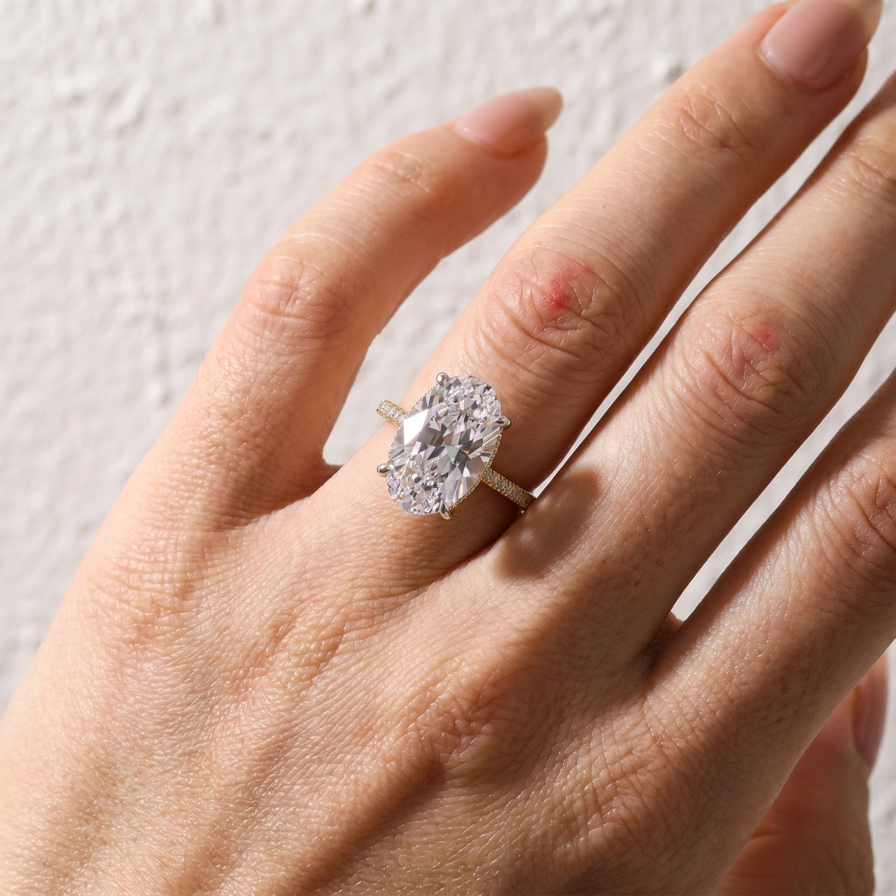Louily Luxurious Two Tone 8.0Ct Oval Cut Engagement Ring In Sterling Silver