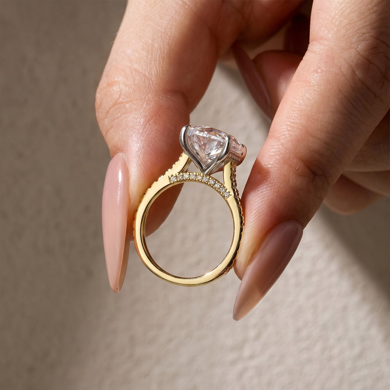 Louily Luxurious Two Tone 8.0Ct Oval Cut Engagement Ring In Sterling Silver