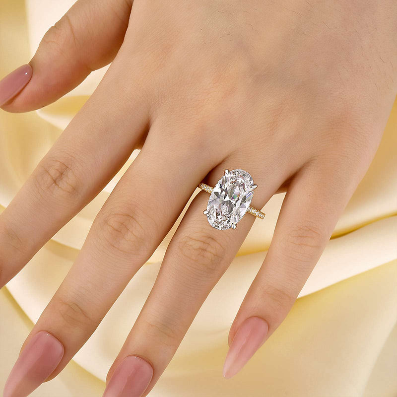 Louily Luxurious Yellow Gold 8.0Ct Oval Cut Engagement Ring In Sterling Silver - louilyjewelry