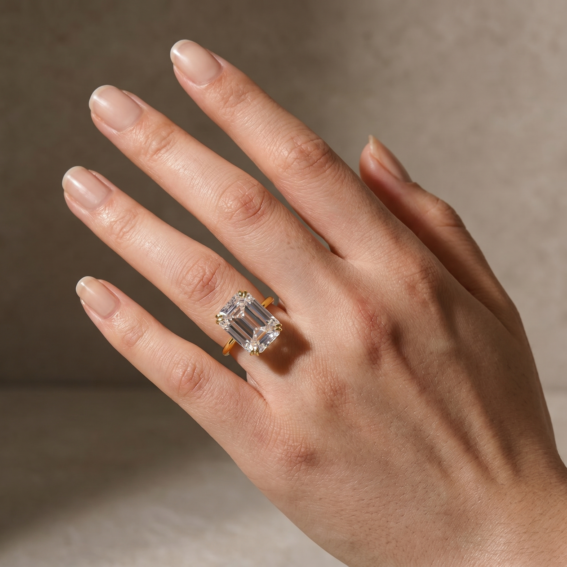 Luxurious 5.0/11.5 Carat Emerald Cut Engagement Ring In Sterling Silver