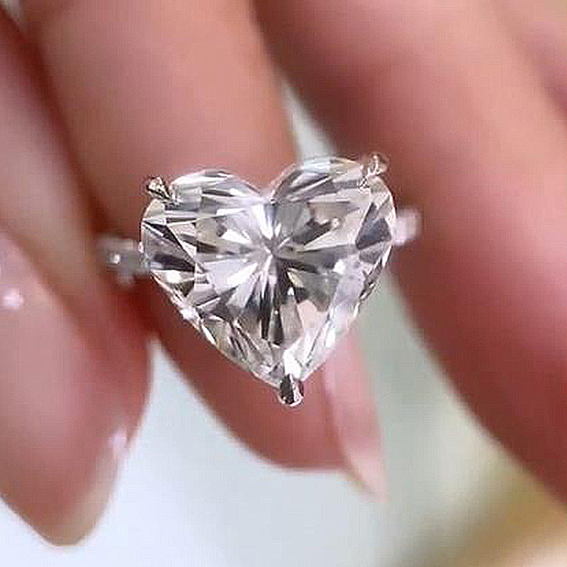 Louily Elegant Heart Cut Engagement Ring For Women In Sterling Silver - louilyjewelry