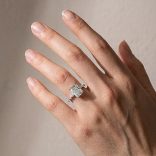 Louily Sparkle Radiant Cut Engagement Ring For Women In Sterling Silver