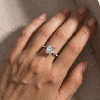 Louily Sparkle Radiant Cut Engagement Ring For Women In Sterling Silver