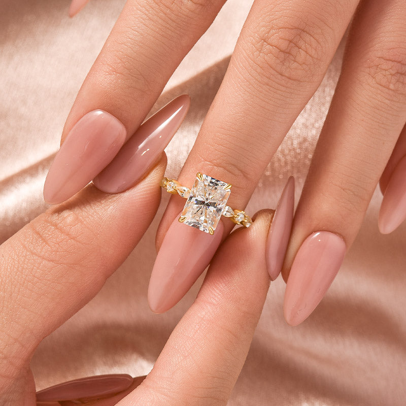 Louily Moissanite 3.5 Carat Radiant Cut Engagement Ring In Sterling Silver