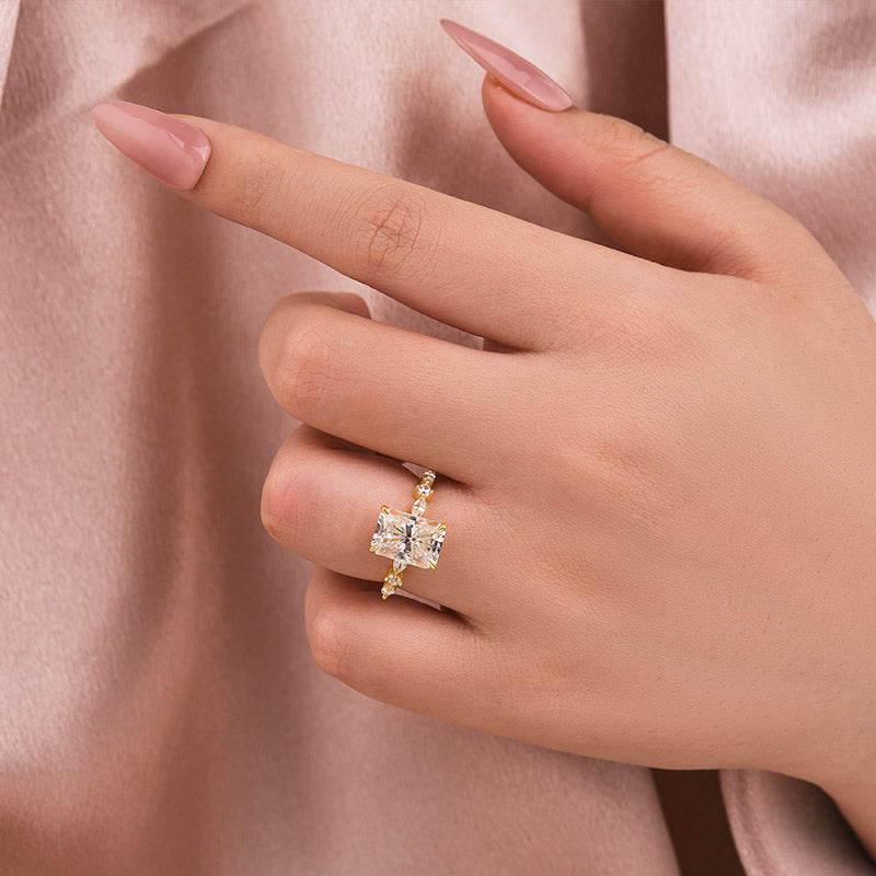 Louily Moissanite 3.5 Carat Radiant Cut Engagement Ring In Sterling Silver