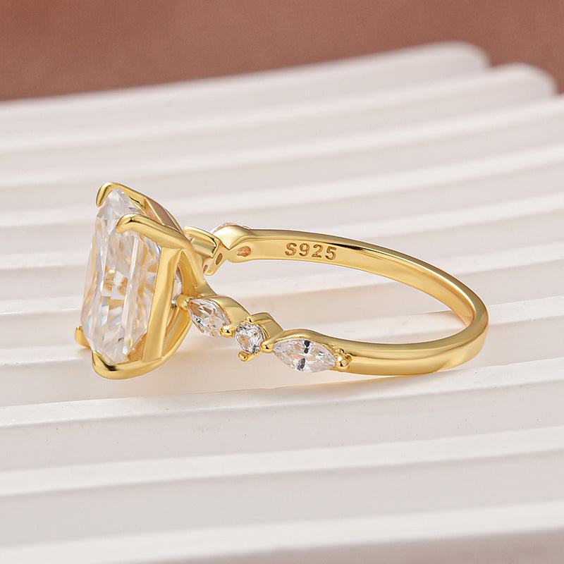 Louily Moissanite 3.5 Carat Radiant Cut Engagement Ring In Sterling Silver