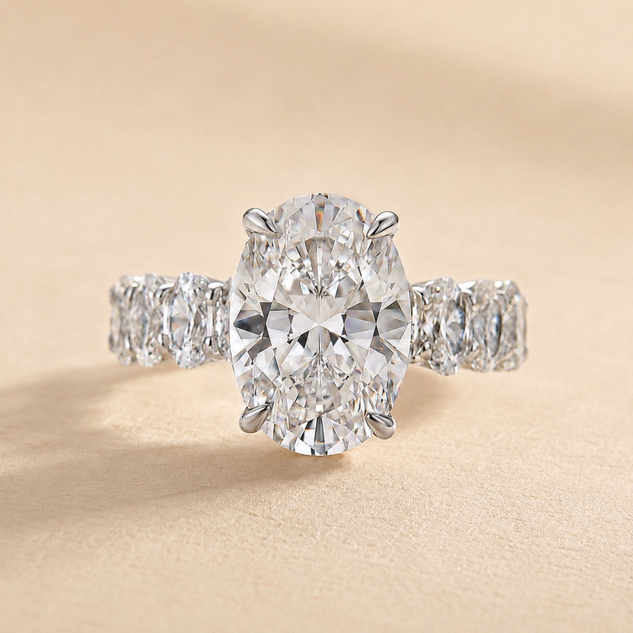 S925 Luxurious 4.5Ct Oval Cut Engagement Ring In Sterling Silver For Daily Wear
