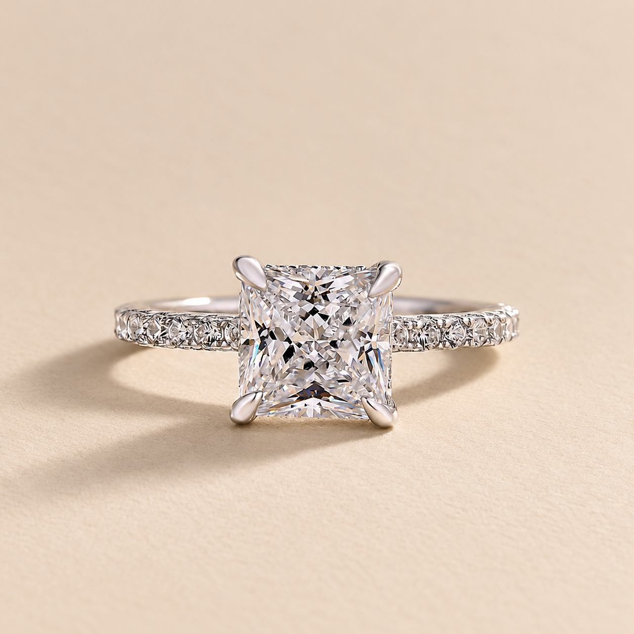 2.0Ct Princess Cut Sparkle Square Engagement Ring Everyday Wear In Sterling Silver